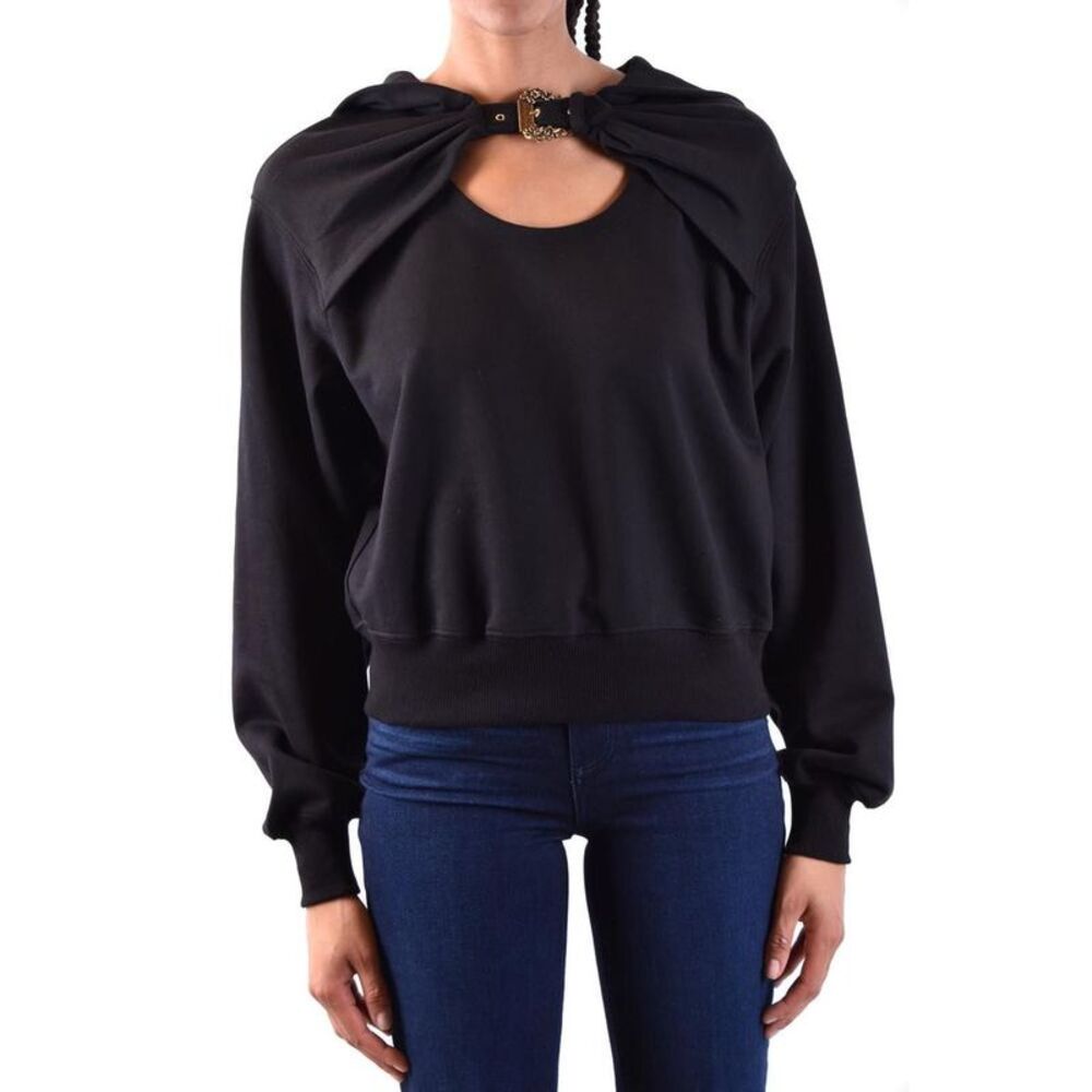 Versace Jeans Couture Buckle Neck Long Sleeve Top Women black Sweatshirts